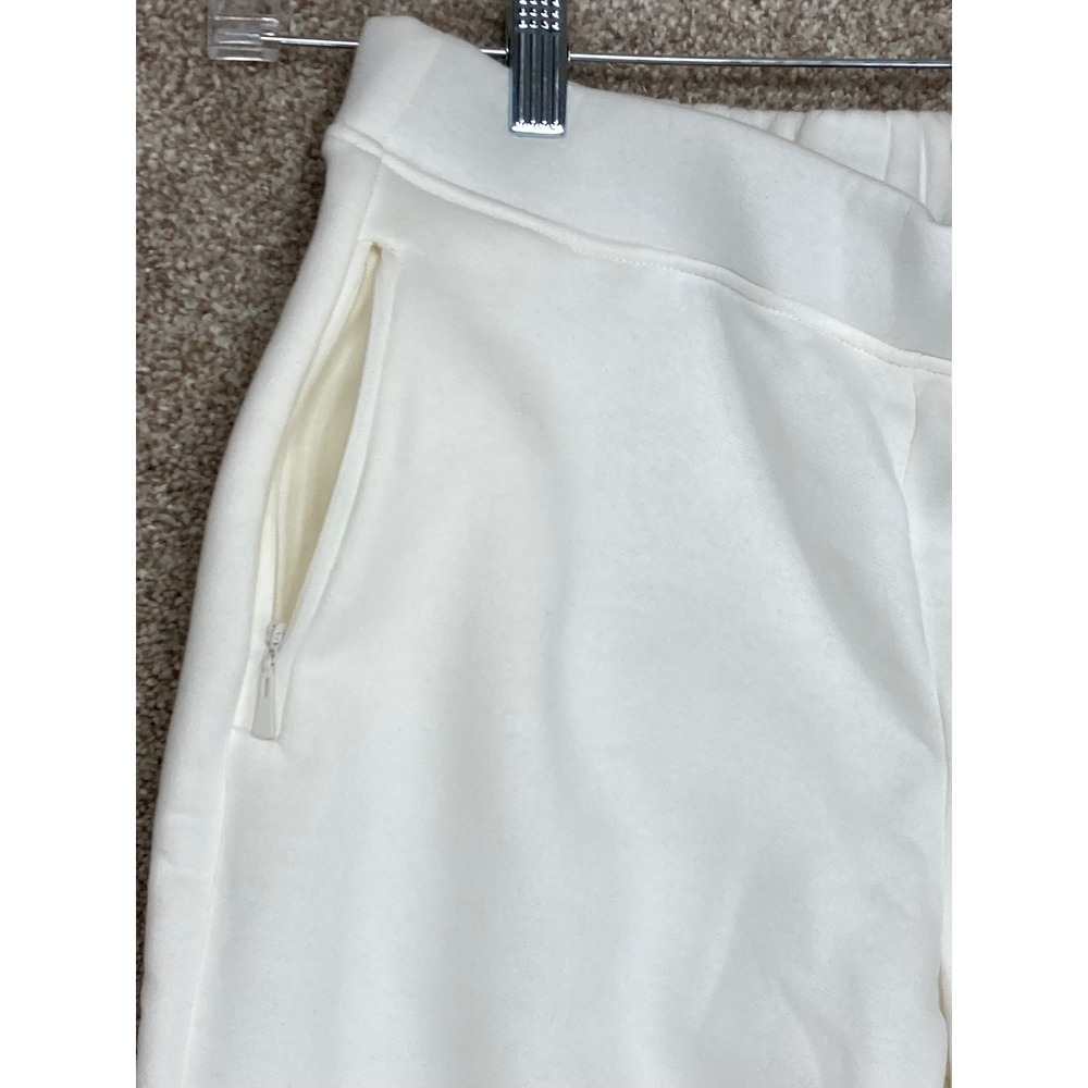 Banana Republic High Rise Fleece Jogger Pants Womens S White Zipper Pockets NEW - Picture 3 of 10